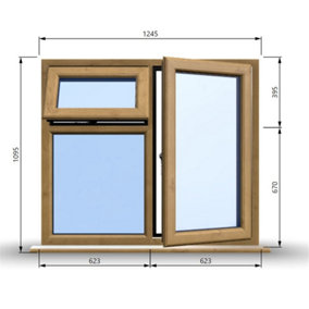 1245mm (W) x 1095mm (H) Wooden Stormproof Window - 1 Opening Window (RIGHT) - Top Opening Window (LEFT) - Toughened Safety Gla