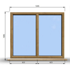 1245mm (W) x 1095mm (H) Wooden Stormproof Window - 2 Non-Opening Windows - Toughened Safety Glass