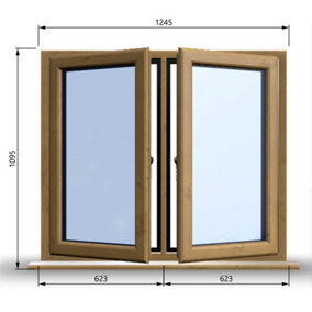 1245mm (W) x 1095mm (H) Wooden Stormproof Window - 2 Opening Windows (Left & Right) - Toughened Safety Glass