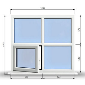 1245mm (W) x 1145mm (H) PVCu StormProof Casement Window - 1 Bottom Opening (Left) -  White Internal & External