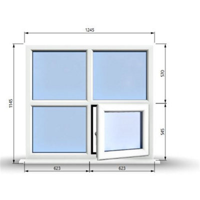 1245mm (W) x 1145mm (H) PVCu StormProof Casement Window - 1 Bottom ...