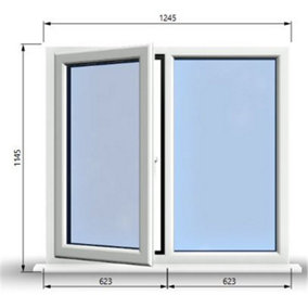 1245mm (W) x 1145mm (H) PVCu StormProof Casement Window - 1 LEFT Opening Window -  Toughened Safety Glass - White