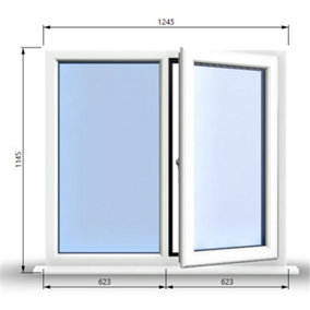 1245mm (W) x 1145mm (H) PVCu StormProof Casement Window - 1 RIGHT Opening Window -  Toughened Safety Glass - White