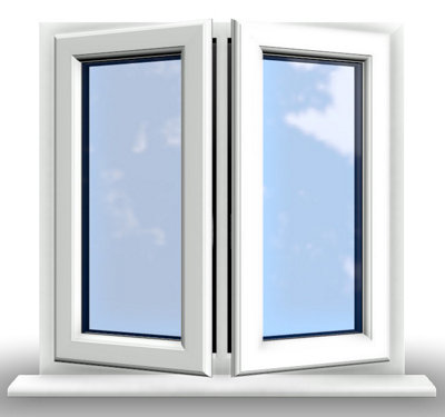 1245mm (W) x 1145mm (H) PVCu StormProof Casement Window - 2 Central Opening Windows -  White Internal & External