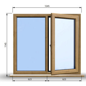 1245mm (W) x 1145mm (H) Wooden Stormproof Window - 1/2 Right Opening Window - Toughened Safety Glass