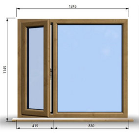 1245mm (W) x 1145mm (H) Wooden Stormproof Window - 1/3 Left Opening Window - Toughened Safety Glass