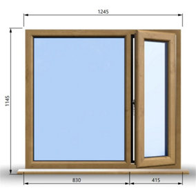 1245mm (W) x 1145mm (H) Wooden Stormproof Window - 1/3 Right Opening Window - Toughened Safety Glass