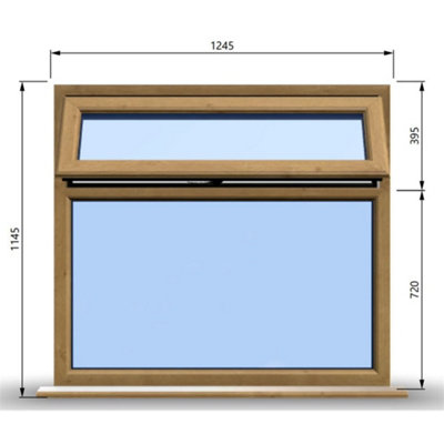1245mm (W) x 1145mm (H) Wooden Stormproof Window - 1 Top Opening Window -Toughened Safety Glass