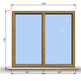 1245mm (W) x 1145mm (H) Wooden Stormproof Window - 2 Non-Opening Windows - Toughened Safety Glass