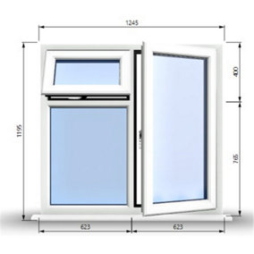 1245mm (W) x 1195mm (H) PVCu StormProof  - 1 Opening Window (RIGHT) - Top Opening Window (LEFT) - Toughened Safety Glass - White