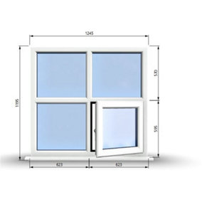 1245mm (W) x 1195mm (H) PVCu StormProof Casement Window - 1 Bottom Opening (Right)  - White Internal & External