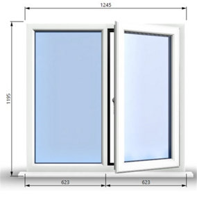 1245mm (W) x 1195mm (H) PVCu StormProof Casement Window - 1 RIGHT Opening Window -  Toughened Safety Glass - White