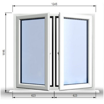 1245mm (W) x 1195mm (H) PVCu StormProof Casement Window - 2 Central ...