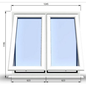1245mm (W) x 1195mm (H) PVCu StormProof Casement Window - 2 Vertical Bottom Opening Windows -  White Internal & External