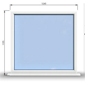 1245mm (W) x 1195mm (H) PVCu StormProof Window - 1 Non Opening Window - Toughened Safety Glass - White