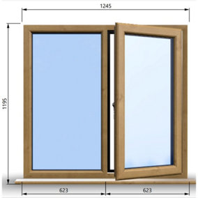 1245mm (W) x 1195mm (H) Wooden Stormproof Window - 1/2 Right Opening Window - Toughened Safety Glass