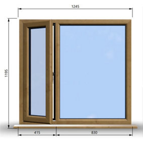 1245mm (W) x 1195mm (H) Wooden Stormproof Window - 1/3 Left Opening Window - Toughened Safety Glass