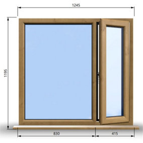 1245mm (W) x 1195mm (H) Wooden Stormproof Window - 1/3 Right Opening Window - Toughened Safety Glass