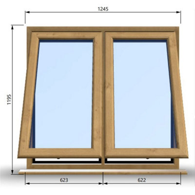 1245mm (W) x 1195mm (H) Wooden Stormproof Window - 2 Opening Windows (Opening from Bottom) - Toughened Safety Glass