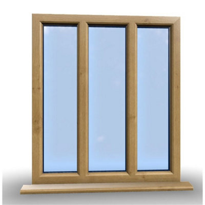 1245mm (W) x 1195mm (H) Wooden Stormproof Window - 3 Pane Non-Opening Windows - Toughened Safety Glass