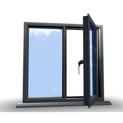 1245mm (W) x 1245mm (H) Aluminium Flush Casement - 1 Right Opening Window - Anthracite Internal & External
