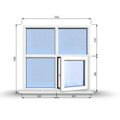 1245mm (W) x 1245mm (H) PVCu StormProof Casement Window - 1 Bottom Opening (Right)  - White Internal & External