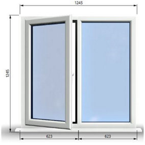 1245mm (W) x 1245mm (H) PVCu StormProof Casement Window - 1 LEFT Opening Window -  Toughened Safety Glass - White