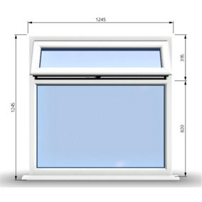 1245mm (W) x 1245mm (H) PVCu StormProof Casement Window - 1 Top Opening Window - 70mm Cill - Chrome Handles -  White