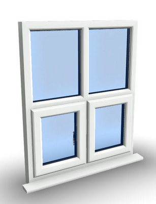 1245mm (W) x 1245mm (H) PVCu StormProof Casement Window - 2 Bottom Opening Windows - Toughened Safety Glass - White - 5