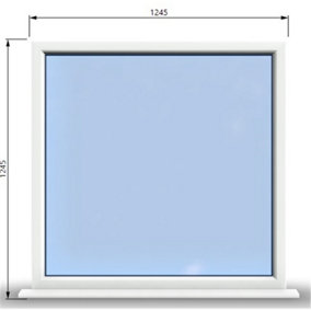 1245mm (W) x 1245mm (H) PVCu StormProof Window - 1 Non Opening Window - Toughened Safety Glass - White
