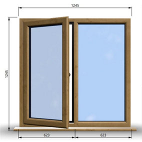 1245mm (W) x 1245mm (H) Wooden Stormproof Window - 1/2 Left Opening Window - Toughened Safety Glass