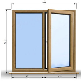 1245mm (W) x 1245mm (H) Wooden Stormproof Window - 1/2 Right Opening Window - Toughened Safety Glass