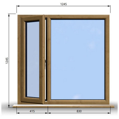 1245mm (W) x 1245mm (H) Wooden Stormproof Window - 1/3 Left Opening ...