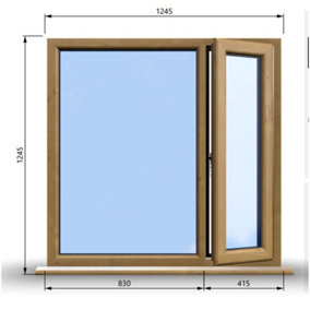 1245mm (W) x 1245mm (H) Wooden Stormproof Window - 1/3 Right Opening Window - Toughened Safety Glass