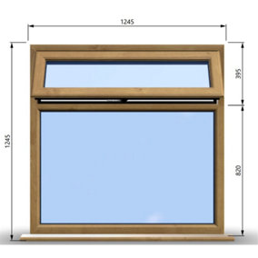 1245mm (W) x 1245mm (H) Wooden Stormproof Window - 1 Top Opening Window -Toughened Safety Glass