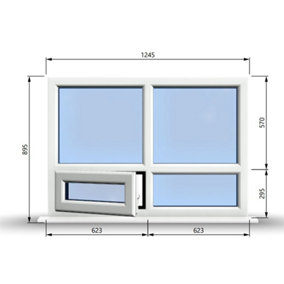 1245mm (W) x 895mm (H) PVCu StormProof Casement Window - 1 Bottom Opening (Left) -  White Internal & External