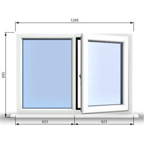 1245mm (W) x 895mm (H) PVCu StormProof Casement Window - 1 RIGHT Opening Window -  Toughened Safety Glass - White