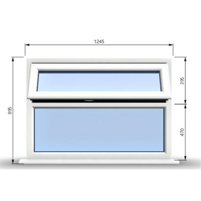 1245mm (W) x 895mm (H) PVCu StormProof Casement Window - 1 Top Opening Window - 70mm Cill - Chrome Handles -  White