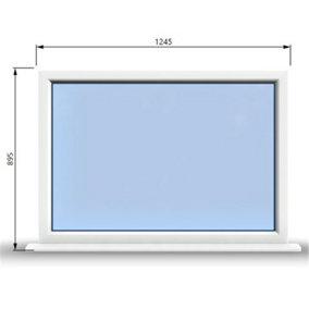 1245mm (W) x 895mm (H) PVCu StormProof Window - 1 Non Opening Window - Toughened Safety Glass - White
