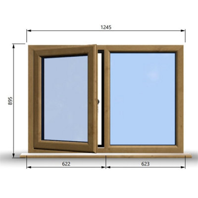 1245mm (W) x 895mm (H) Wooden Stormproof Window - 1/2 Left Opening Window - Toughened Safety Glass