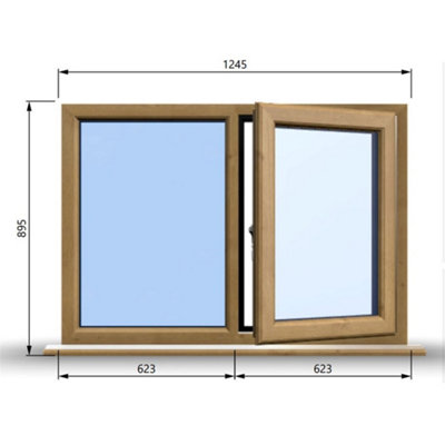 1245mm (W) x 895mm (H) Wooden Stormproof Window - 1/2 Right Opening Window - Toughened Safety Glass