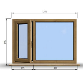 1245mm (W) x 895mm (H) Wooden Stormproof Window - 1/3 Left Opening Window - Toughened Safety Glass