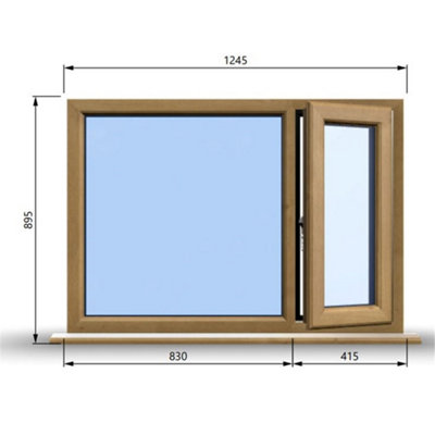 1245mm (W) x 895mm (H) Wooden Stormproof Window - 1/3 Right Opening Window - Toughened Safety Glass