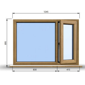 1245mm (W) x 895mm (H) Wooden Stormproof Window - 1/3 Right Opening Window - Toughened Safety Glass