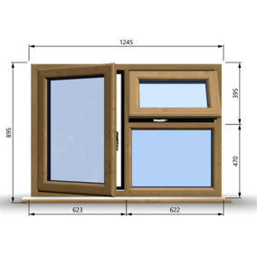 1245mm (W) x 895mm (H) Wooden Stormproof Window - 1 Opening Window (LEFT) - Top Opening Window (RIGHT) - Toughened Safety Glass