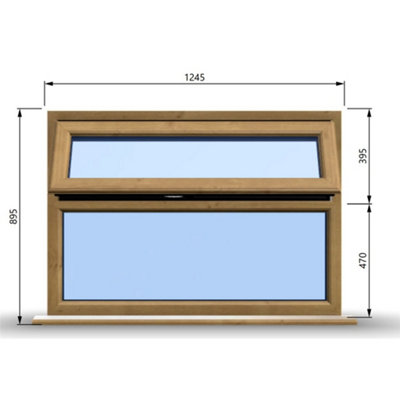 1245mm (W) x 895mm (H) Wooden Stormproof Window - 1 Top Opening Window -Toughened Safety Glass
