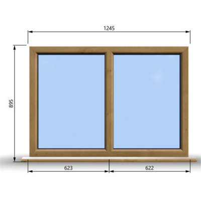 1245mm (W) x 895mm (H) Wooden Stormproof Window - 2 Non-Opening Windows ...
