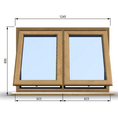 1245mm (W) x 895mm (H) Wooden Stormproof Window - 2 Opening Windows (Opening from Bottom) - Toughened Safety Glass