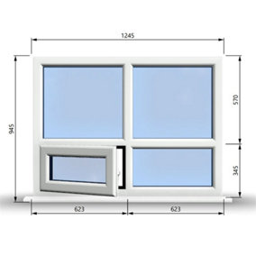 1245mm (W) x 945mm (H) PVCu StormProof Casement Window - 1 Bottom Opening (Left) -  White Internal & External