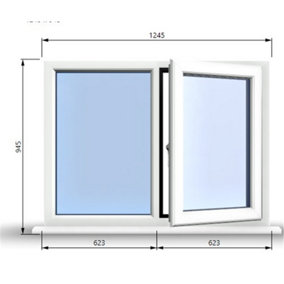 1245mm (W) x 945mm (H) PVCu StormProof Casement Window - 1 RIGHT Opening Window -  Toughened Safety Glass - White